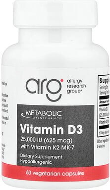 Metabolic Maintenance, Vitamin D-3 with Vitamin K2 MK-7, Vitamin D3 mit Vitamin K2 MK-7, 60 Kapseln