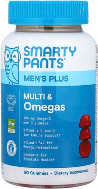SmartyPants, Men‘s Plus Multi & Omegas, Multivitamine und Omega-Fettsäuren für Männer, Himbeerlimonade, 90 Fruchtgummis