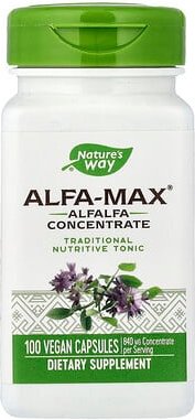 Nature's Way, Alfa-Max, Alfalfa Concentrate, Alfalfa-Konzentrat, 100 vegane Kapseln (420 mg pro Kapsel)