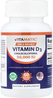 Vitamatic, Vitamin D3, 50.000 IE, 60 pflanzliche Kapseln