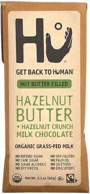 Hu, Haselnussbutter + Haselnuss-Crunch, Milchschokolade, 60 g (2,1 oz.)