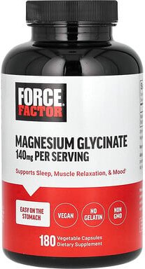 Force Factor, Magnesium Glycinate, Magnesiumglycinat, 180 pflanzliche Kapseln (70 mg pro Kapsel)