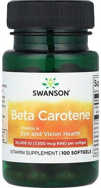 Swanson, Betacarotin, 25.000 IU (7.500 mcg RAE), 100 Weichkapseln