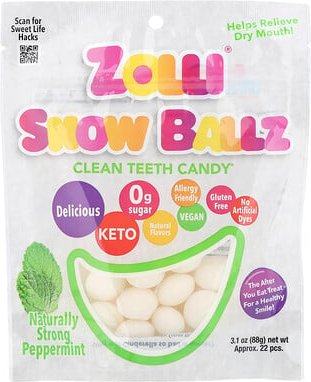 Zollipops, Zolli® Snow Ballz, natürlich starke Pfefferminze, ca. 22 Stück, 88 g (3,1 oz.)