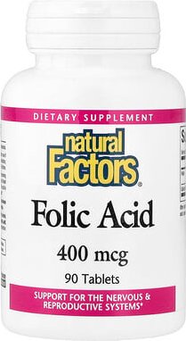 Natural Factors, Folsäure, 400 mcg, 90 Tabletten