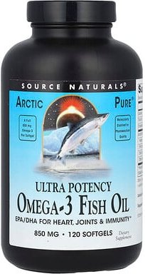 Thumbnail - Source Naturals, Arctic Pure® Omega-3-Fischöl, hochwirksam, 850 mg, 120 Weichkapseln