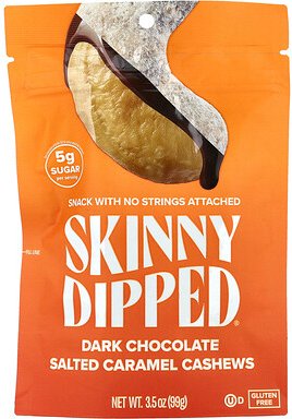SkinnyDipped, Dark Chocolate Salted Caramel Cashews, Cashewkerne mit dunklem Schokoladengeschmack und gesalzenem Karamel...