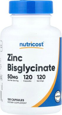 Nutricost, Zinc Bisglycinate, Zinkbisglycinat, 50 mg, 120 Kapseln