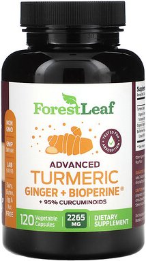 Forest Leaf, Advanced Turmeric Ginger + Bioperine, verbesserter Kurkuma-Ingwer + Bioperine, 120 pflanzliche Kapseln