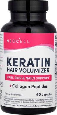 NeoCell, Keratin Hair Volumizer + Collagen Peptides, Keratin Hair Volumizer + Kollagenpeptide, 60 Kapseln