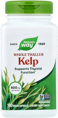 Nature's Way, Whole Thallus Seetang, ganzer Seetang, 600 mg, 180 vegane Kapseln