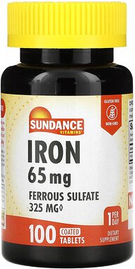 Sundance Vitamins, Eisen, 65 mg, 100 überzogene Tabletten