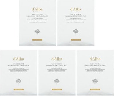 d'Alba, White Trffel Nourishing Treatment Beauty Mask, pflegende Beauty-Maske mit weißem Trüffel, 5 Tuchmasken, je 25 ml...