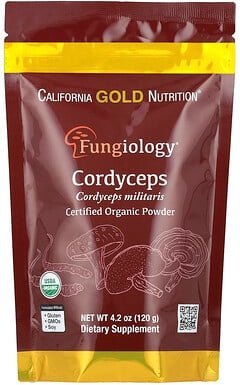 California Gold Nutrition, Fungiology®, Bio-zertifiziertes Cordyceps militaris-Pulver, 120 g