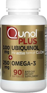 Qunol, Plus Ubichinol + Omega-3, 100 mg + 250 mg, 90 Weichkapseln