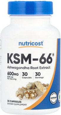 Nutricost, KSM-66, Ashwagandha Root Extract, Ashwagandha-Wurzelextrakt, 600 mg, 30 Kapseln