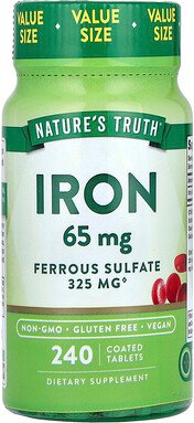 Nature's Truth, Eisen, Eisensulfat, 65 mg, 240 überzogene Tabletten