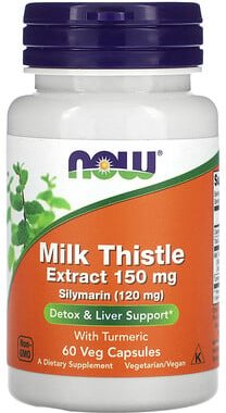 NOW Foods, Milk Thistle Extract with Turmeric, Mariendistelextrakt mit Kurkuma, 60 pflanzliche Kapseln