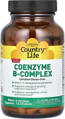 Country Life, Coenzyme B-Complex, Coenzym-B-Komplex, 120 pflanzliche Kapseln