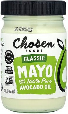 Chosen Foods, Classic Mayo Made With 100% Pure Avocado Oil, klassische Mayonnaise mit 100% reinem Avocadoöl, 355 ml (12 ...