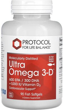 Thumbnail - Protocol for Life Balance, Ultra Omega 3-D, 90 Fisch-Weichkapseln