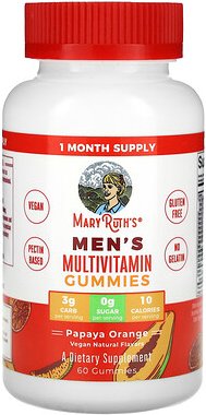 MaryRuth's, Men's Multivitamin Gummies, Multivitamin-Fruchtgummis für Männer, Papaya-Orange, 60 Fruchtgummis