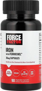 Force Factor, Iron with Ferrochel™, 36 mg, 90 Vegetable Capsules