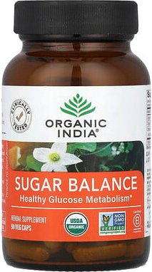 Organic India, Sugar Balance, gesunder Glukosestoffwechsel, 90 pflanzliche Kapseln