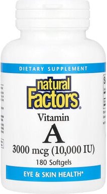 Thumbnail - Natural Factors, Vitamin A, 3.000 mcg (10.000 IU), 180 Weichkapseln
