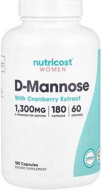 Nutricost, Women, D-Mannose with Cranberry Extract, D-Mannose mit Cranberry-Extrakt für Frauen, 180 Kapseln