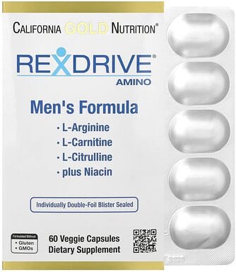 California Gold Nutrition, Rexdrive™ Amino with L-Arginine HCl, L-Citrullin, Acetyl-L-Carnitin-Arginat-DiHydrochlorid un...