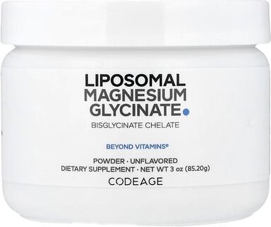 Codeage, Liposomal Magnesium Glycinate Powder, liposomales Magnesiumglycinatpulver, geschmacksneutral, 85,2 g (3 oz.)