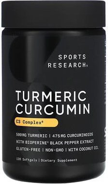 Sports Research, Kurkuma-Kurkumin, C3-Komplex, 500 mg, 120 Weichkapseln