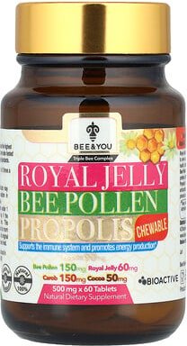 Thumbnail - Bee & You, Royal Jelly Bee Pollen Propolis Chewable, Gelée Royale Bienenpollen Propolis Kautabletten, 60 Tabletten