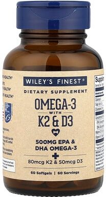 Thumbnail - Wiley's Finest, Omega-3 With K2 & D3, Omega-3 mit K2 und D3, 60 Weichkapseln