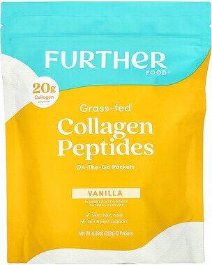 Further Food, Grass Fed Collagen Peptides, Kollagenpeptide von grasgefütterten Kühen, Vanille, 12 Päckchen, je 21 g (0,7...