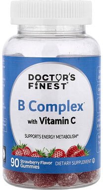 Doctor's Finest, B Complex with Vitamin C Gummies, B-Komplex mit Vitamin C-Fruchtgummis, Erdbeere, 90 Fruchtgummis