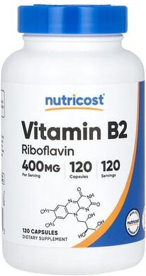 Nutricost, Vitamin B2, 400 mg, 120 Kapseln