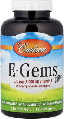 Carlson, E-Gems Elite, Vitamin E, 670 mg (1.000 IU), 120 Weichkapseln
