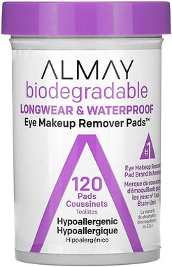 Almay, Eye Make-up Remover Pads, Augen-Make-up-Entferner-Pads, langlebig und wasserfest, 120 Pads