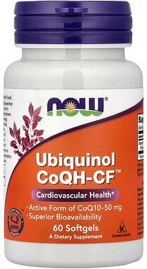 NOW Foods, Ubiquinol CoQH-CF™, Ubichinol, 50 mg, 60 Weichkapseln