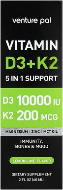 Venture Pal, Vitamin D3 + K2, Vitamin D3 + K2, Zitrone-Limette, 60 ml (2 fl. oz.)