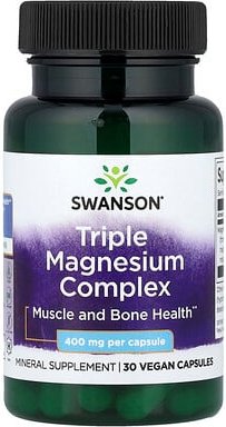 Swanson, Triple Magnesium Complex, dreifacher Magnesiumkomplex, 400 mg, 30 vegane Kapseln