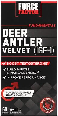 Force Factor, Deer Antler Velvet, Hirschbastgeweih (IGF-1), 60 Kapseln