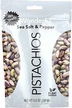 Wonderful Pistachios, Sea Salt & Pepper, Meersalz und Pfeffer ohne Muscheln, 155 g (5,5 oz.)
