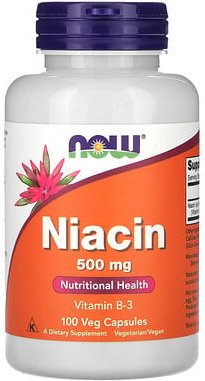 NOW Foods, Niacin, Ergänzungsmittel mit Niacin, 500 mg, 100 pflanzliche Kapseln