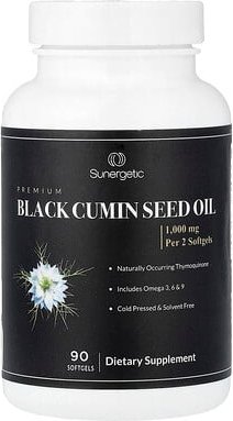 Sunergetic, Premium Black Cumin Seed Oil, Premium-Schwarzkümmelöl, 90 Weichkapseln (500 mg pro Weichkapsel)