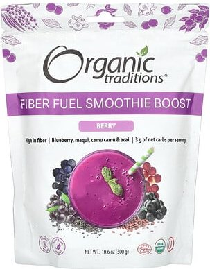 Organic Traditions, Fiber Fuel Smoothie Boost, Beere, 300 g (10,6 oz.)