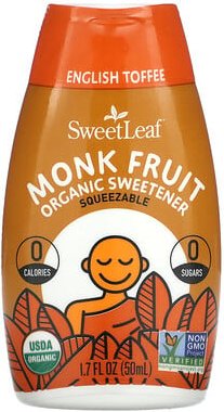SweetLeaf Stevia, Monk Fruit Organic Sweetener Squeezable, englischer Toffee, 50 ml (1,7 fl. oz.)