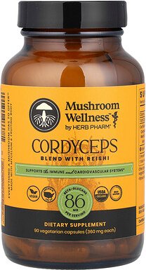 Herb Pharm, Mushroom Wellness™, Cordyceps, Mischung mit Reishi, 90 pflanzliche Kapseln